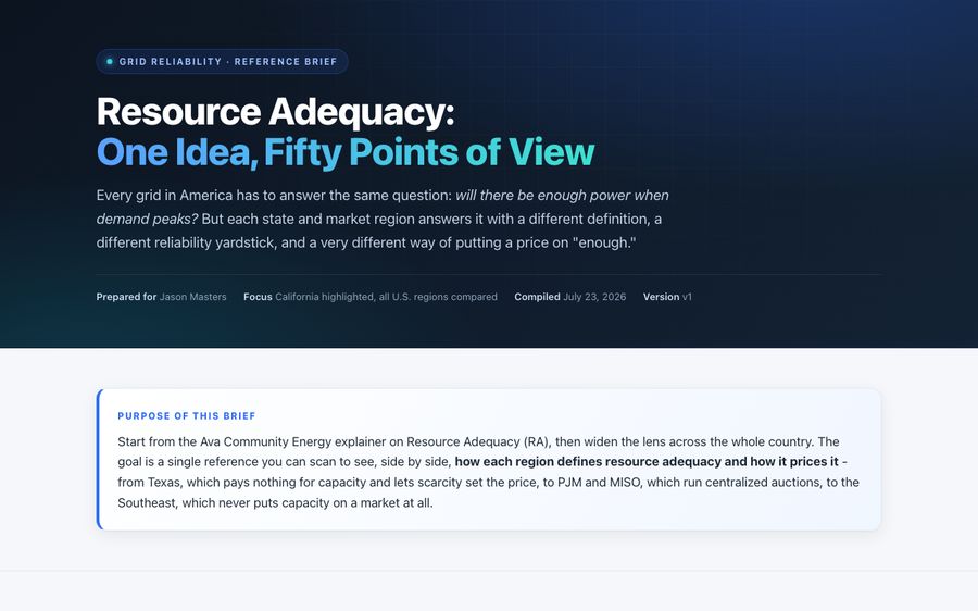 Resource adequacy across fifty states